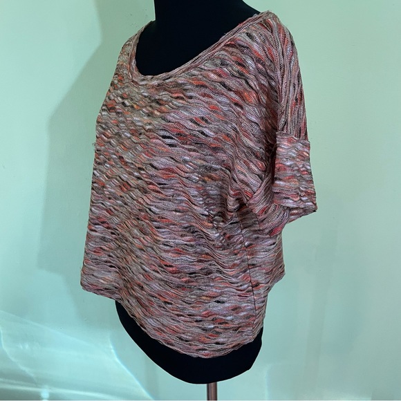 FREE PEOPLE MULTICOLORED TEXTURED SHORT SLEEVE TOP SHIRT SIZE SMALL - Picture 3 of 7